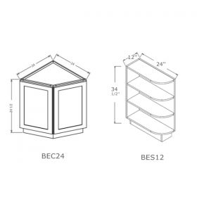 Angle Base Cabinet - 24"W x 34-1/2"H x 24"D  - 2D