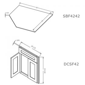 Corner Sink Front Floor - 42"W x 42"H x 23-1/4"D - for use with DCSF42